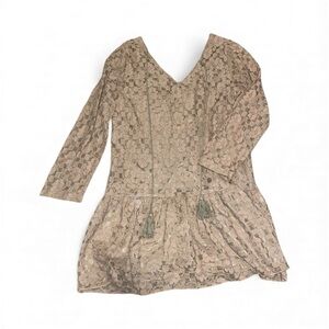 Velzera Tan Lace Dress with Tassel Accents